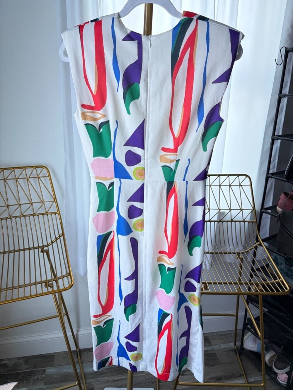 Reina Diaz Mexican Designer Colorful Sleeveless Ruched Padded Sheath Dress 5